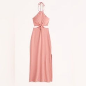Abercrombie & Fitch Knotted Halter Cutout Maxi Dress -Small Tall, Terracotta Red